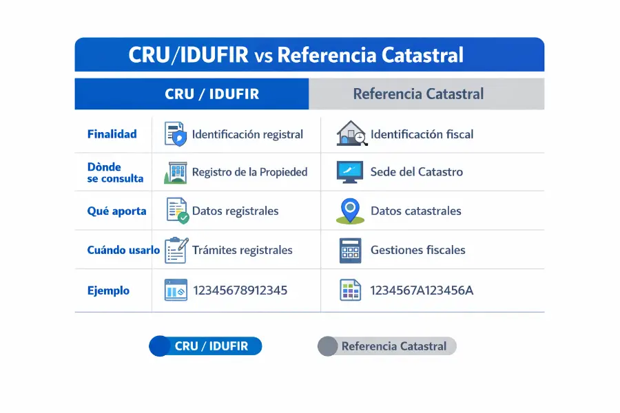 CRU e IDUFIR: qué son, para qué sirven y dónde encontrar el código registral de una finca