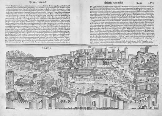 Xilografía del Mapa de Roma perteneciente al libro “Crónicas de Núremberg”
