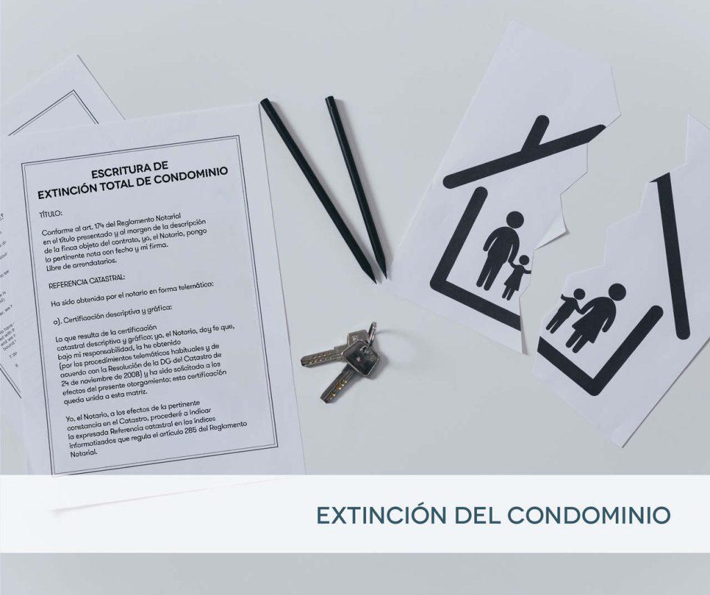 la extinción del condominio se produce cuando los cotitulares de una propiedad deciden disolver la comunidad de bienes