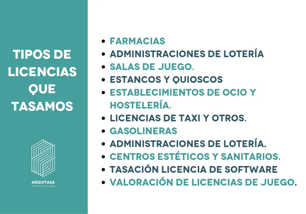 tipos de licencias que tasamos