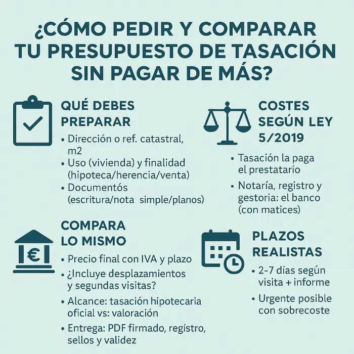 infografia sobre el coste de una tasación