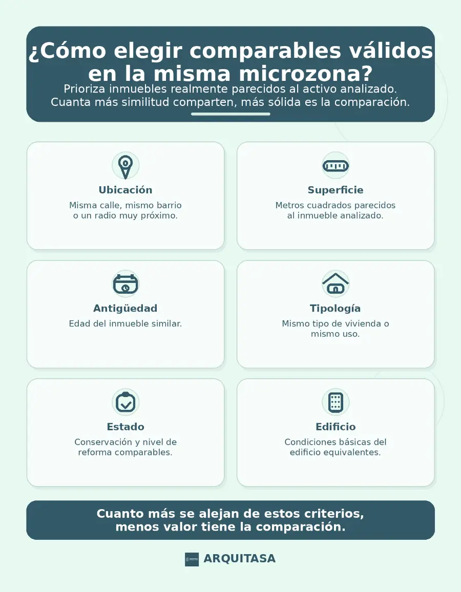 ¿cómo elegir comparables válidos en la misma microzona?