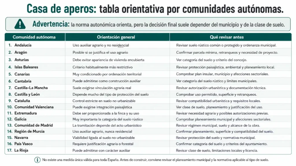 tabla orietnativa por comunidades autonomas